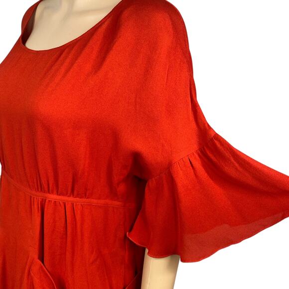 Stella McCartney 2007 Red Silk Bell Sleeve Empire Blouse Top SZ 38/4 - Picture 4 of 11